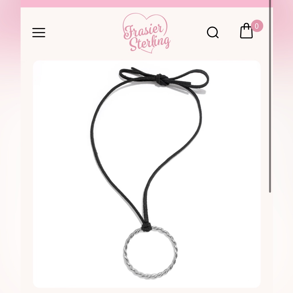 Frasier Sterling Black Cord Silver Circle Pendant Necklace, Never Worn In Bag